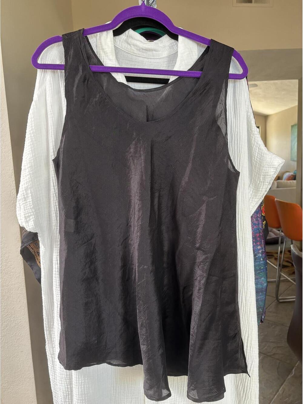 A True Vintage Piece: URU Black 100% Silk Sleeveless Top